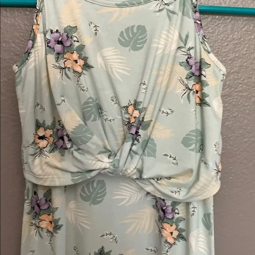 Art Class Girl Maxi Floral dress Spaghetti Straps Mint Green